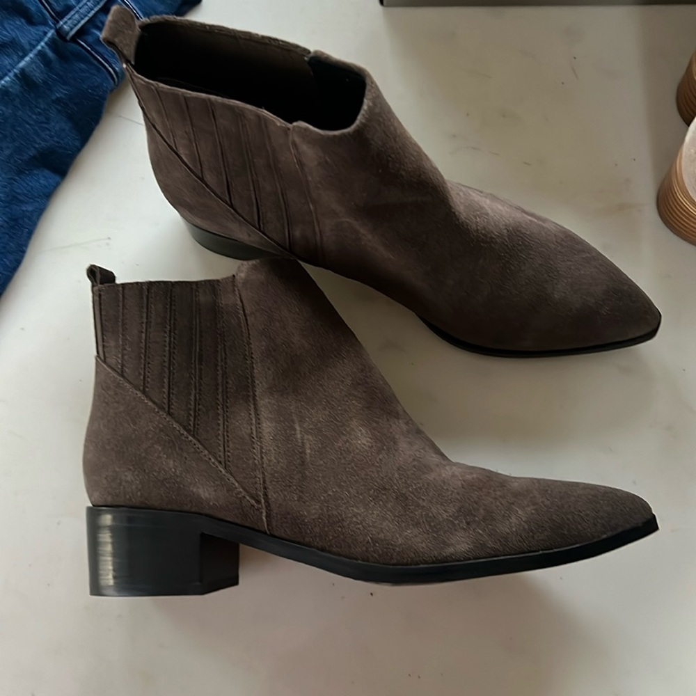 Marc Fisher Taupe Suede Ankle Boots